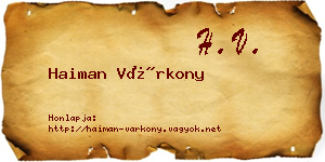 Haiman Várkony névjegykártya